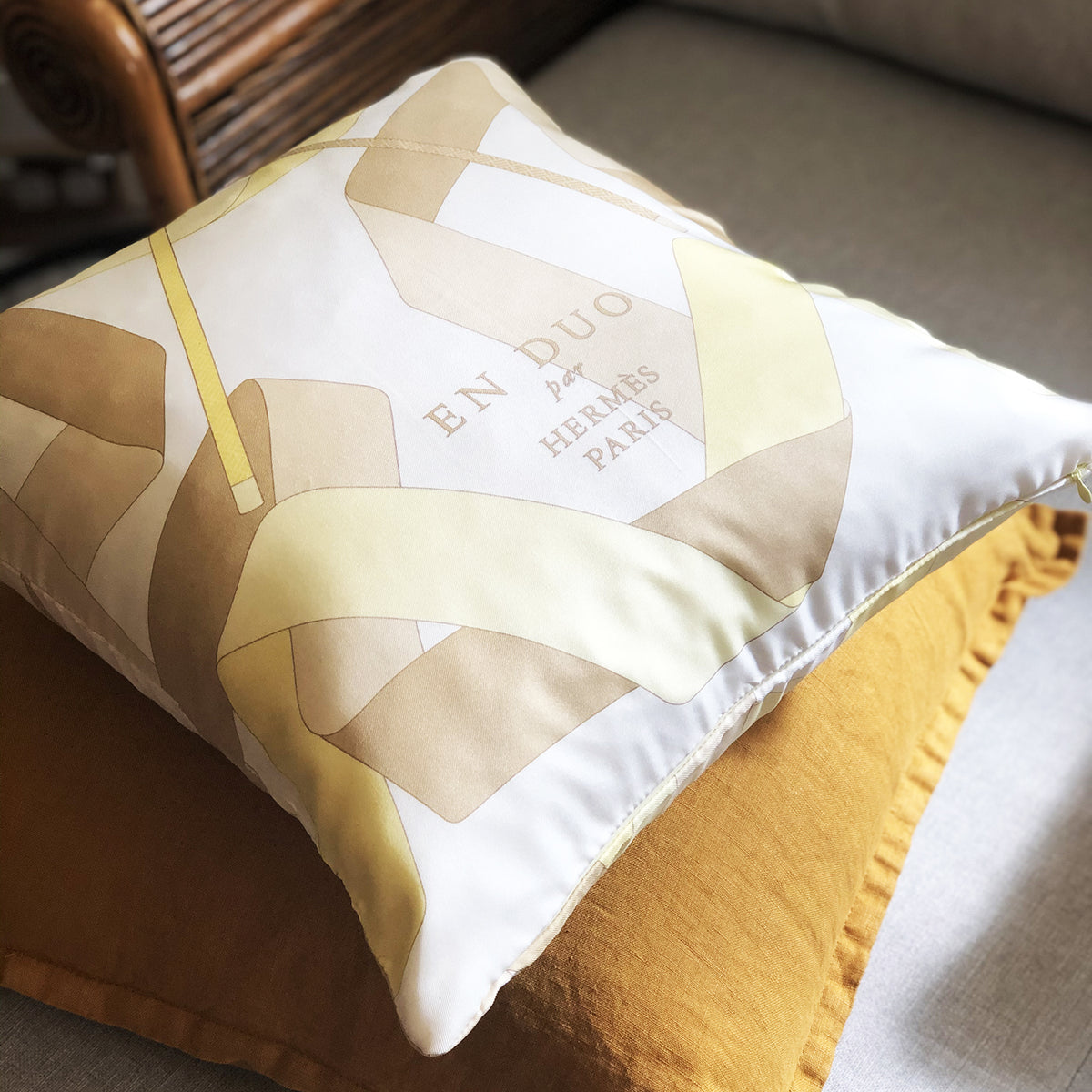 Silk Scarf Throw Cushion made from Duo Cosmique – Piggi International