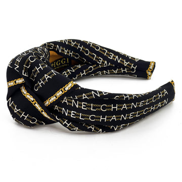 Chanel scarf knot headband in Black and White