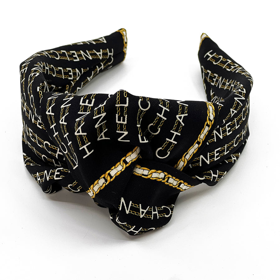 Chanel scarf knot headband in Black and White