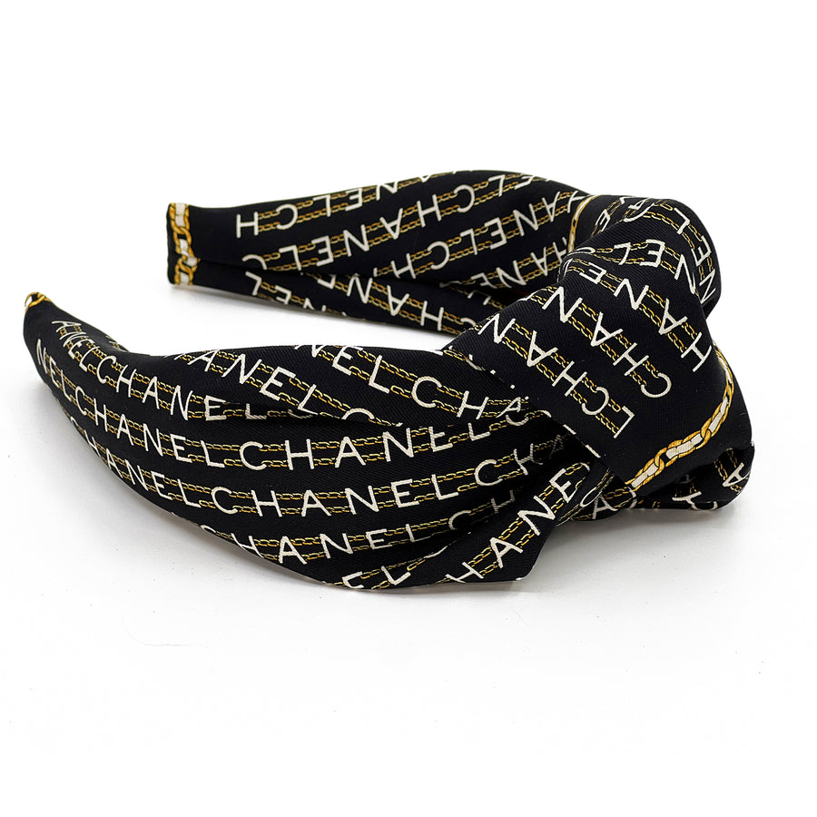 Chanel scarf knot headband in Black and White