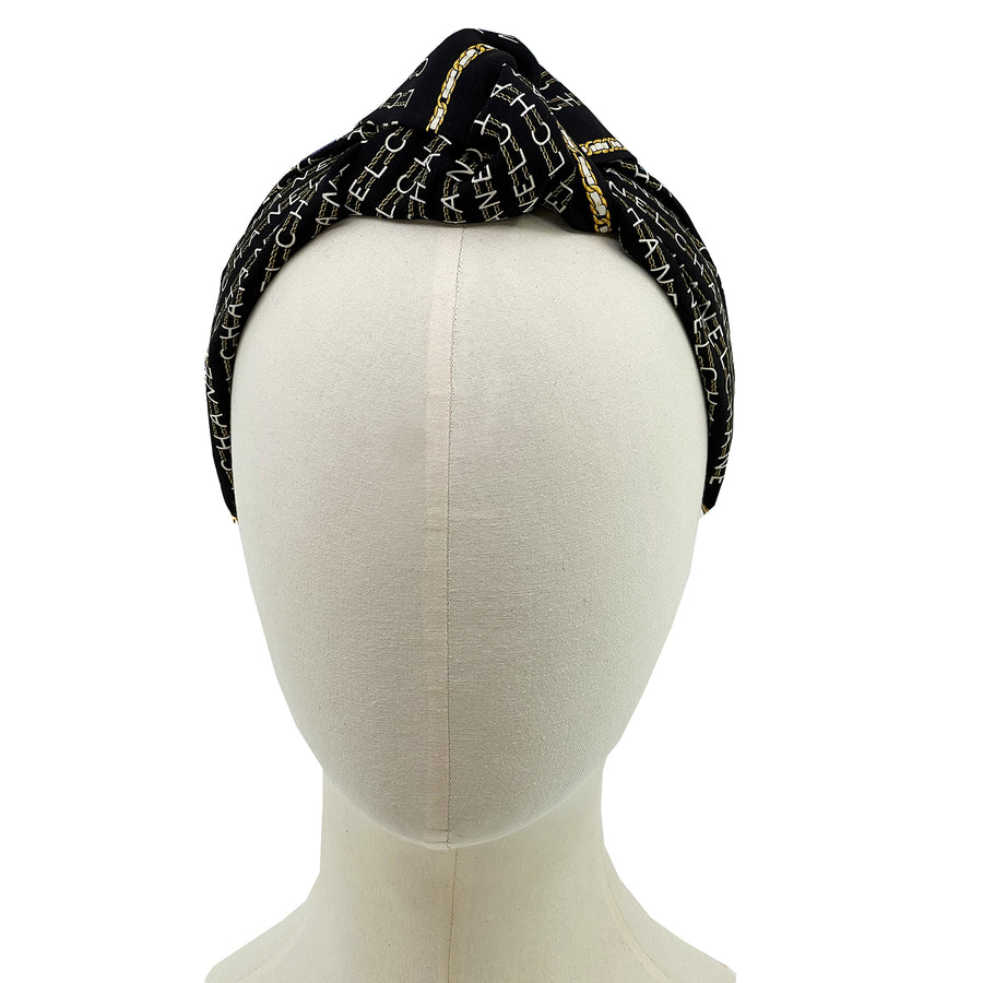 Chanel scarf knot headband in Black and White