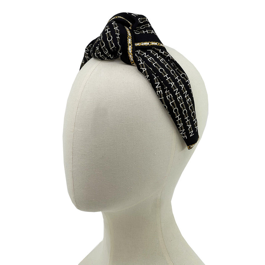 Chanel scarf knot headband in Black and White