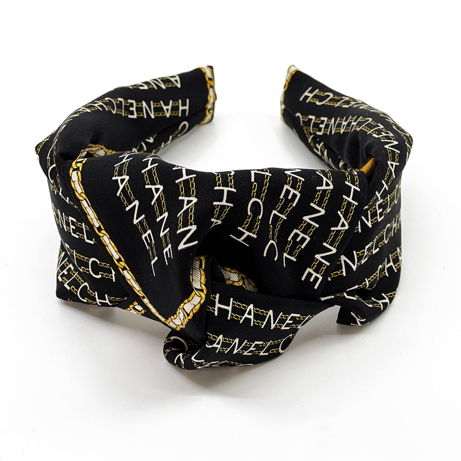 Chanel scarf knot headband in Black and White