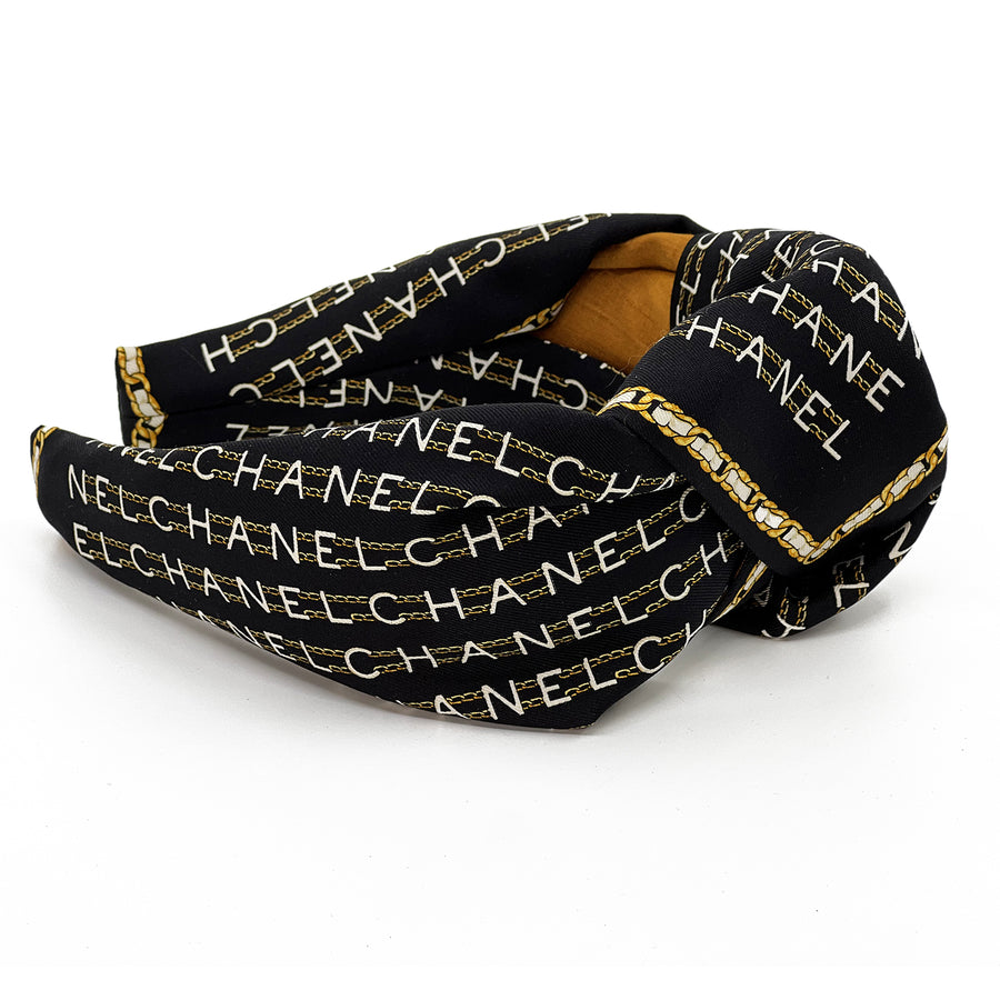 Chanel scarf knot headband in Black and White