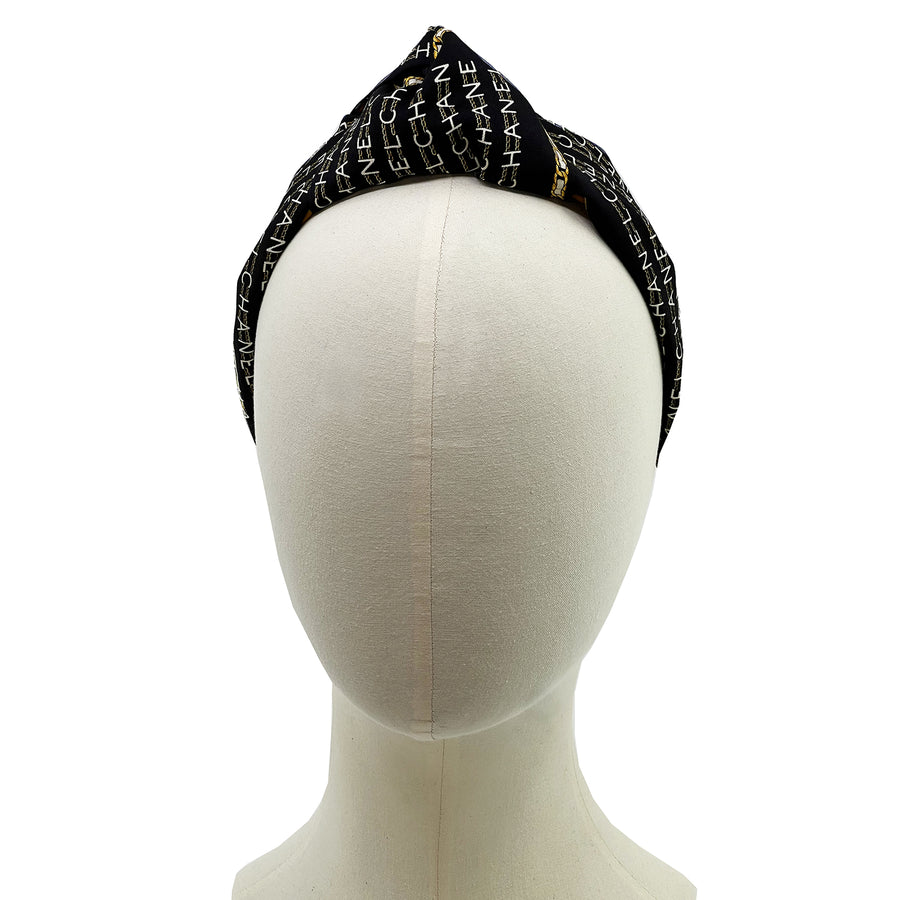 Chanel scarf knot headband in Black and White