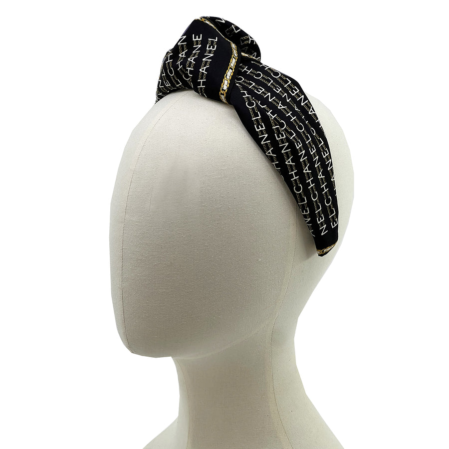 Chanel scarf knot headband in Black and White