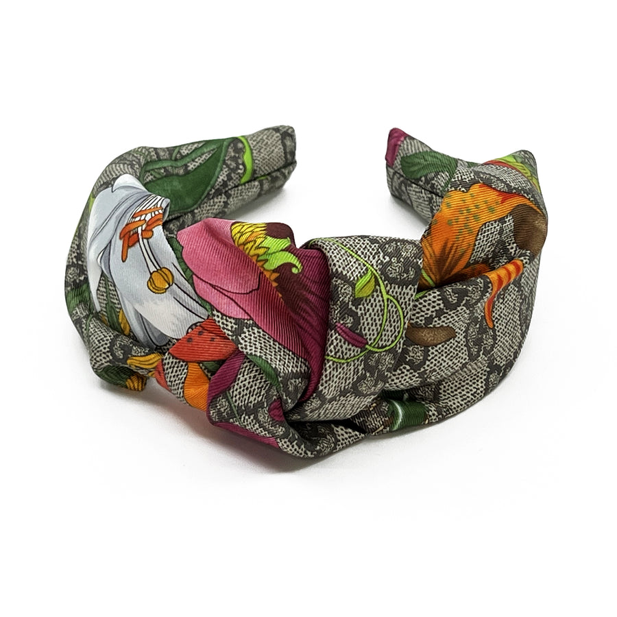 Silk Knot Headband Made from Gucci GG Floral Scarf