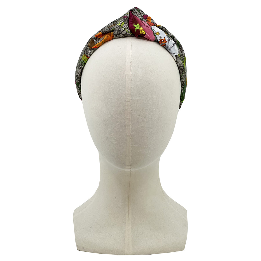 Silk Knot Headband Made from Gucci GG Floral Scarf