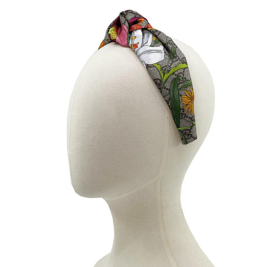 Silk Knot Headband Made from Gucci GG Floral Scarf