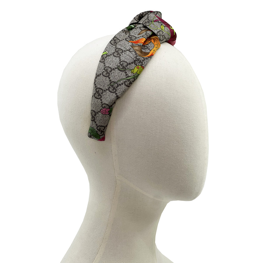 Silk Knot Headband Made from Gucci GG Floral Scarf