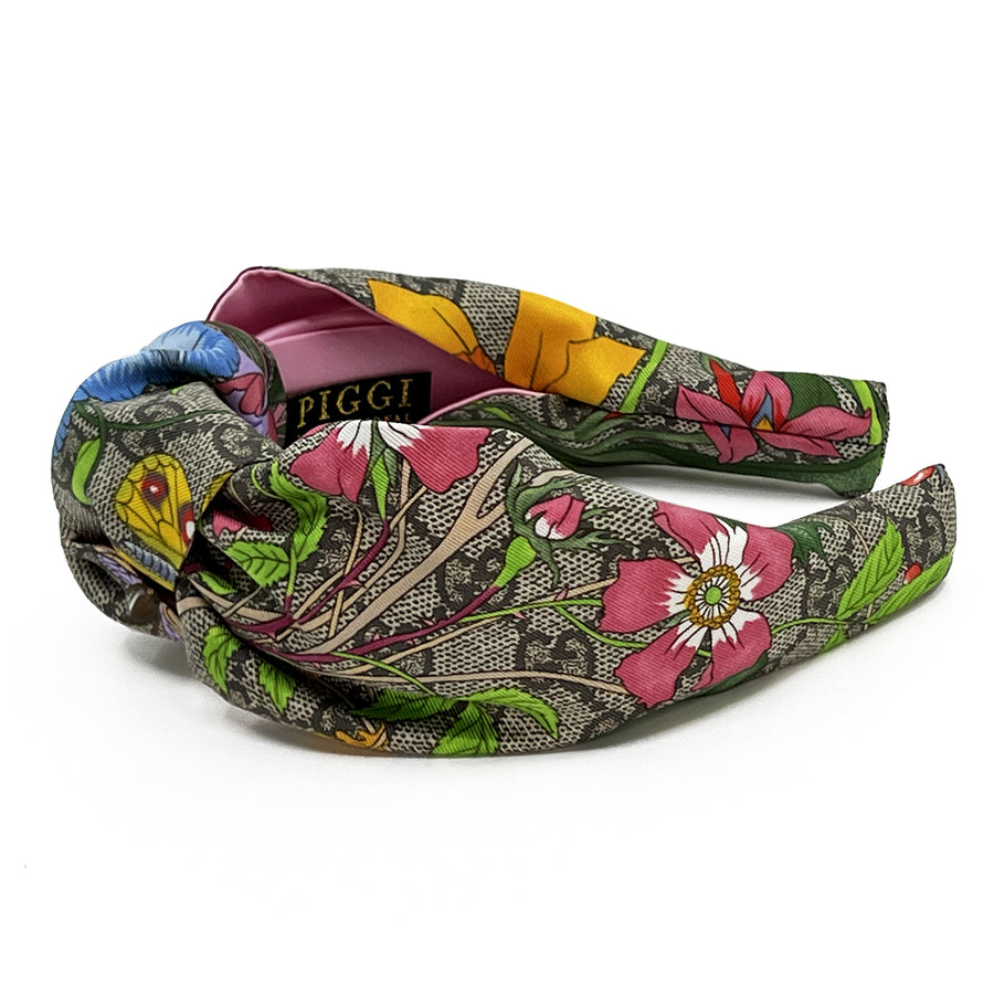 Silk Knot Headband Made from Gucci GG Floral Scarf