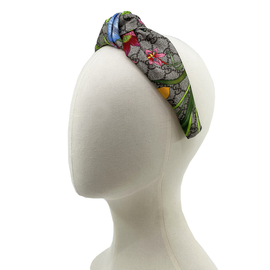 Silk Knot Headband Made from Gucci GG Floral Scarf