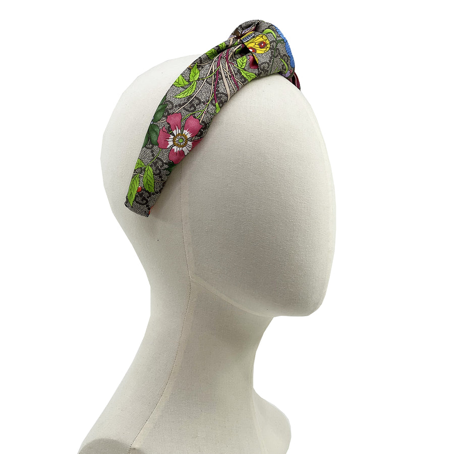 Silk Knot Headband Made from Gucci GG Floral Scarf