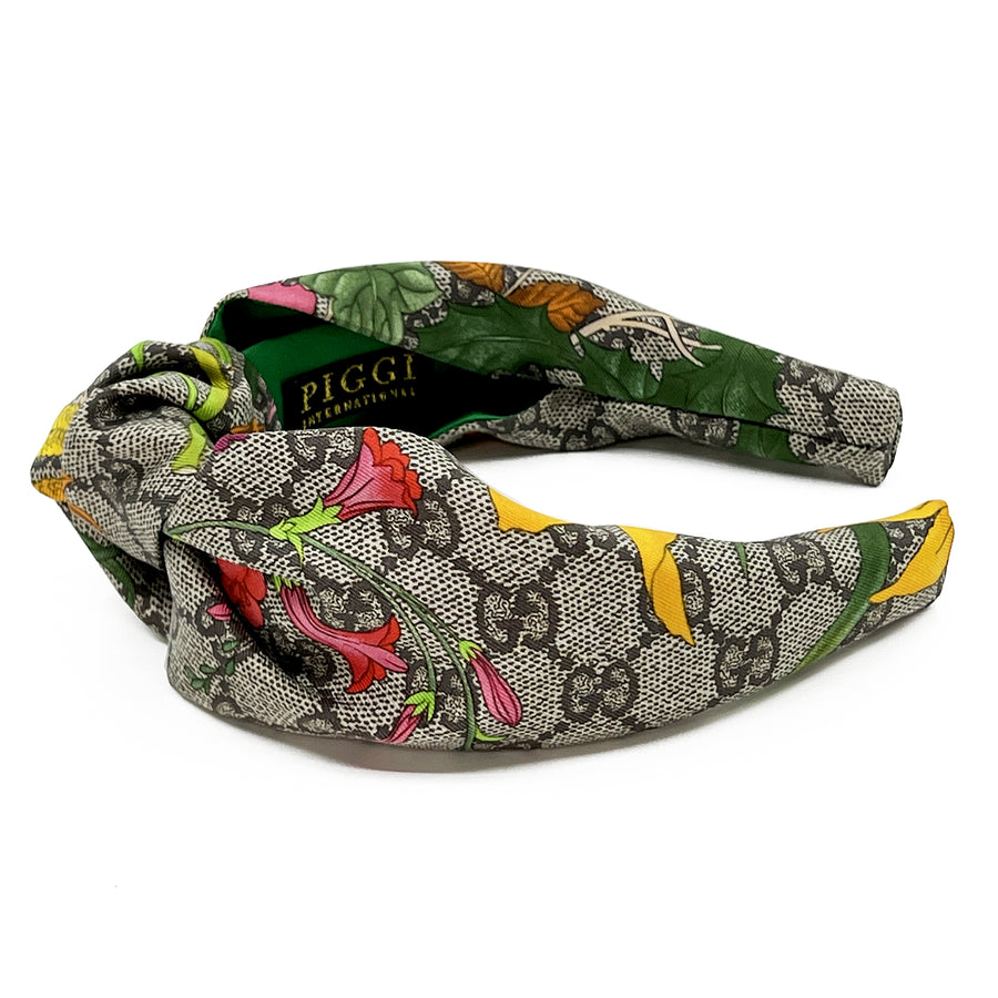 Silk Knot Headband Made from Gucci GG Floral Scarf