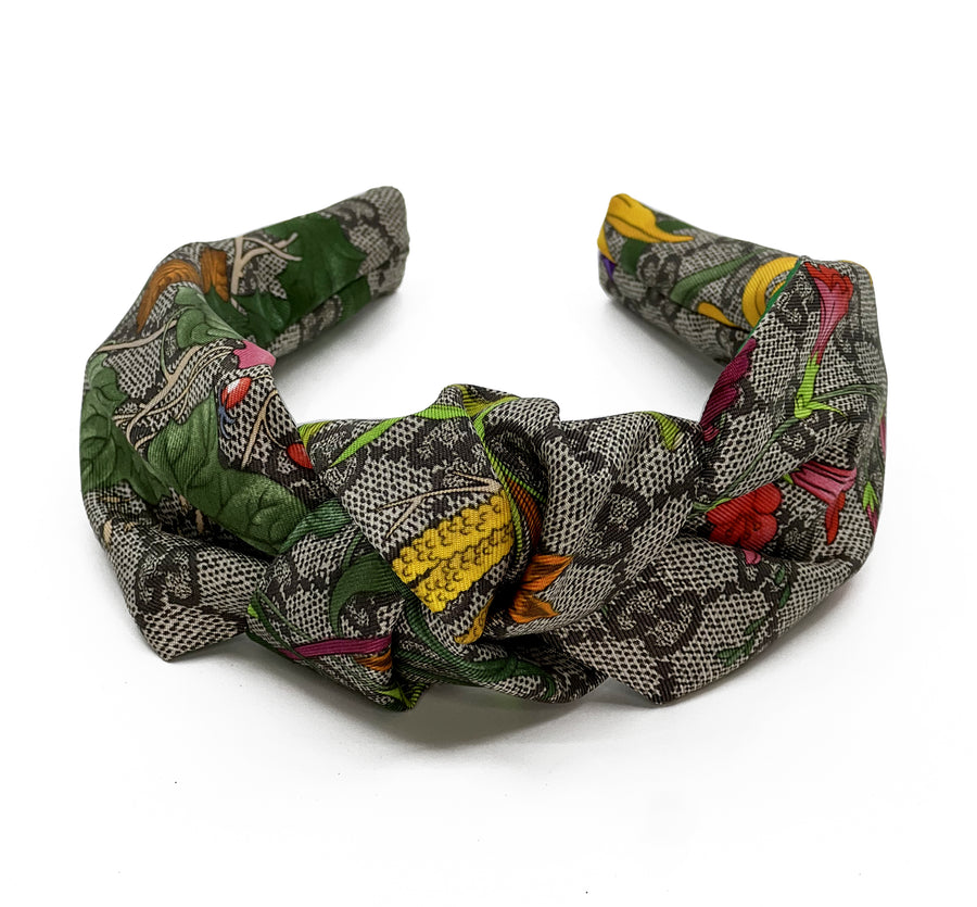 Silk Knot Headband Made from Gucci GG Floral Scarf