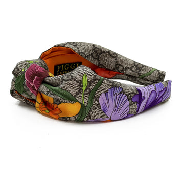 Silk Knot Headband Made from Gucci GG Floral Scarf
