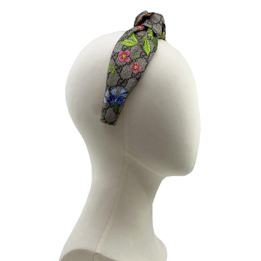 Silk Knot Headband Made from Gucci GG Floral Scarf