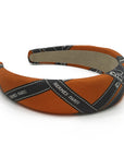 Alice Headband made from Hermes Bolduc Silk Scarf in Orange and Brown