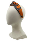 Silk Knot headband made from Hermes Bolduc Scarf in Orange and Brown