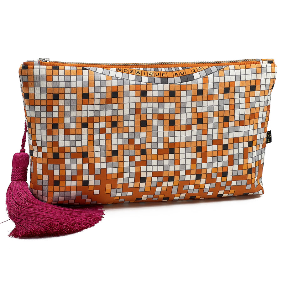 Hermes Mosaique au 24 silk clutch purse