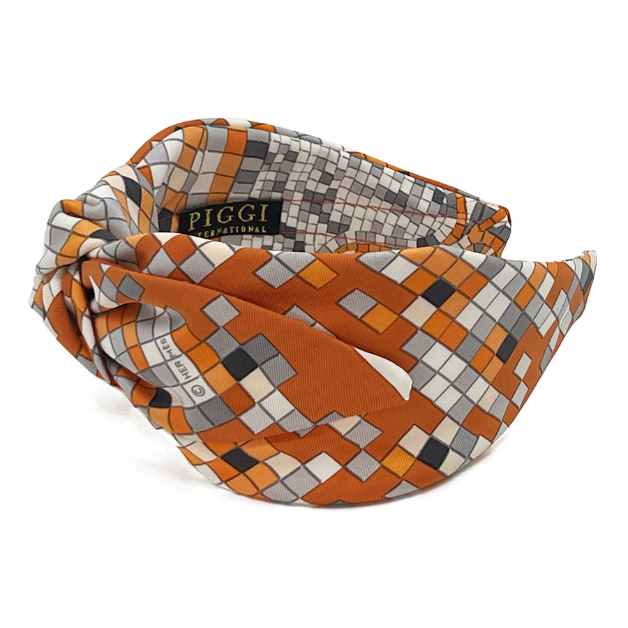 Hermes Mosaique au 24 silk side knot scarf headband