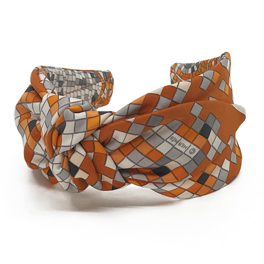 Hermes Mosaique au 24 silk side knot scarf headband