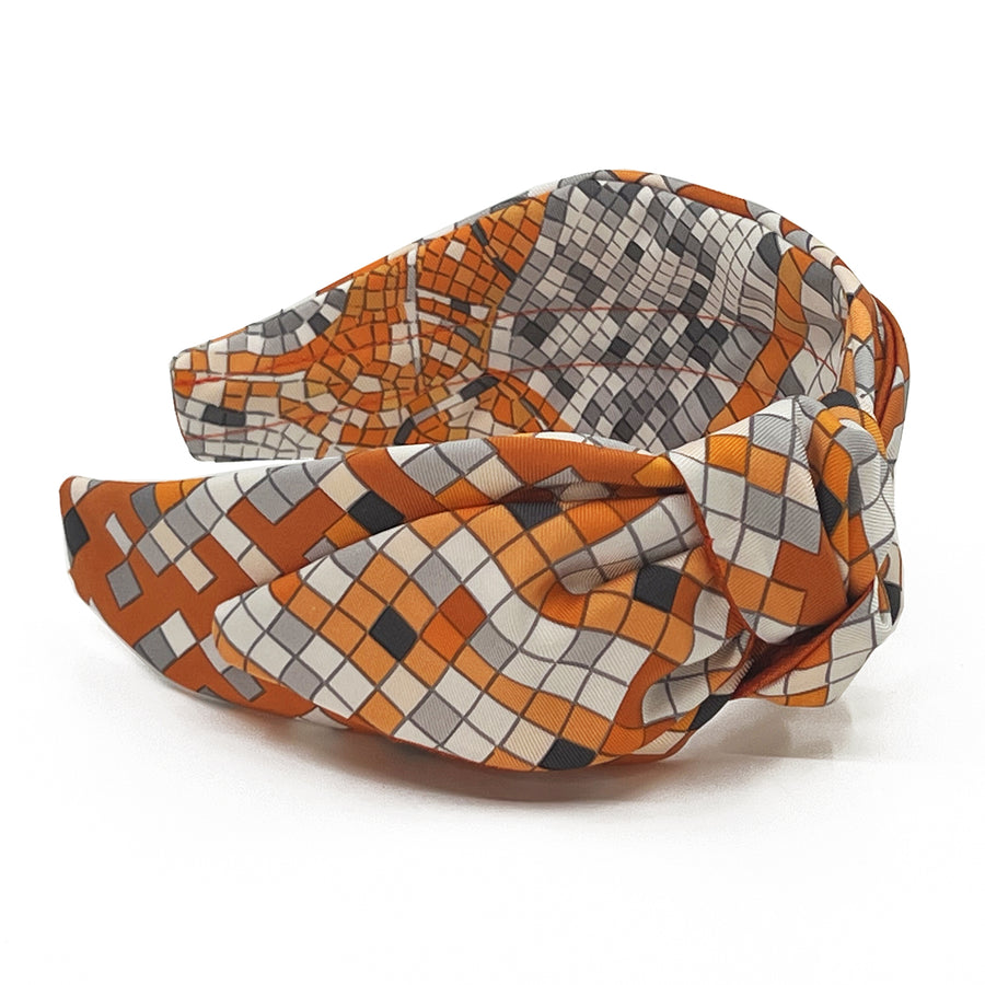 Hermes Mosaique au 24 silk side knot scarf headband