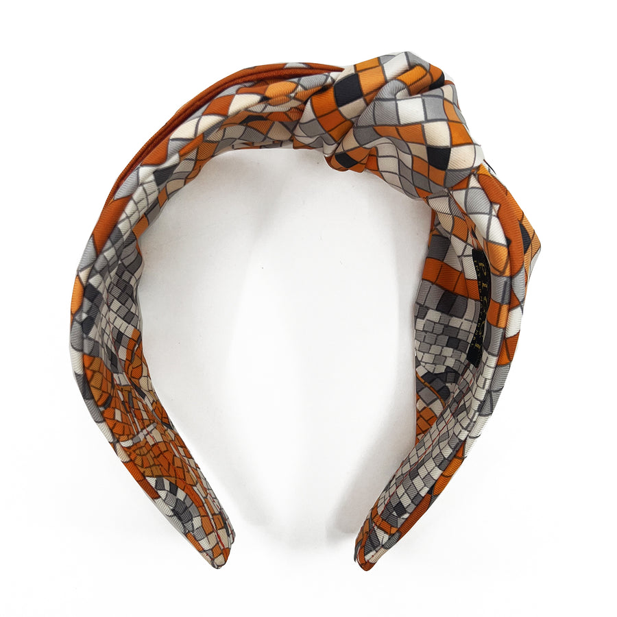 Hermes Mosaique au 24 silk side knot scarf headband