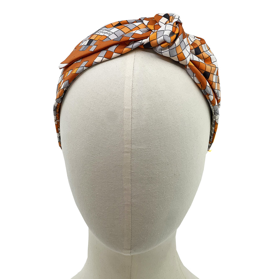 Hermes Mosaique au 24 silk side knot scarf headband