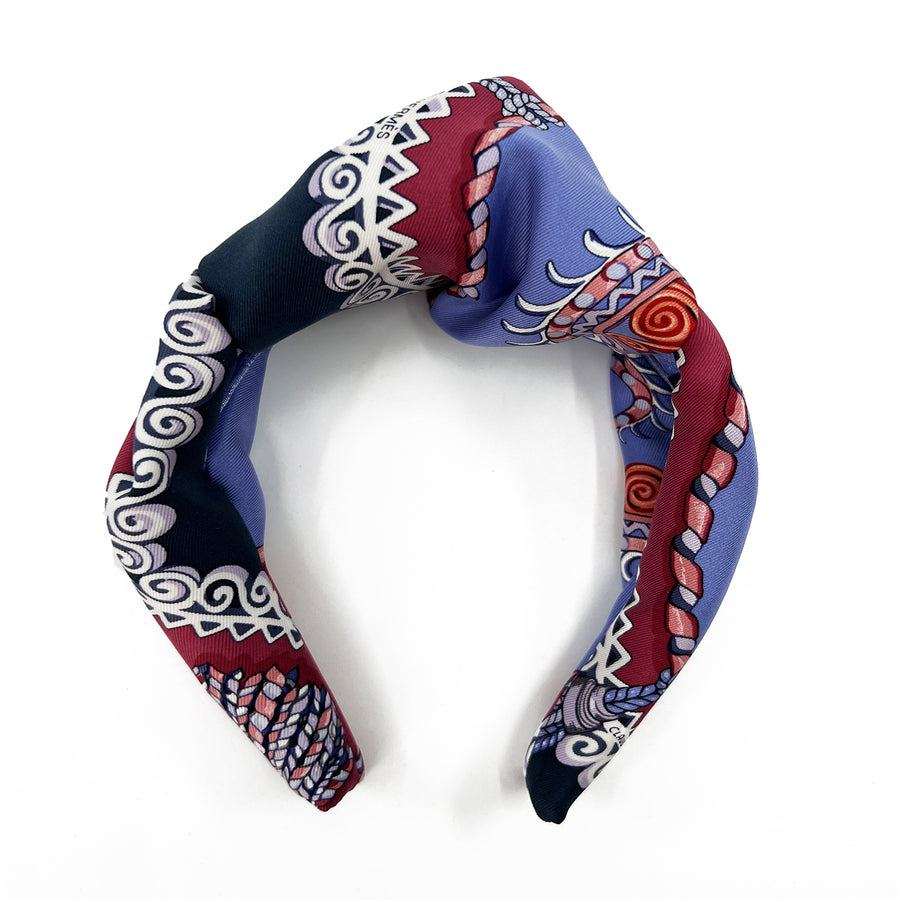 Hermes Paperoles Silk Scarf Upcycled Knot Headband