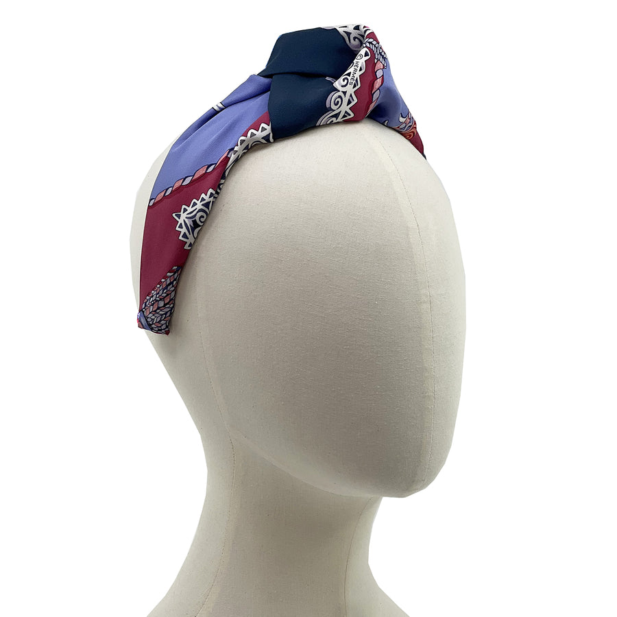 Hermes Paperoles Silk Scarf Upcycled Knot Headband