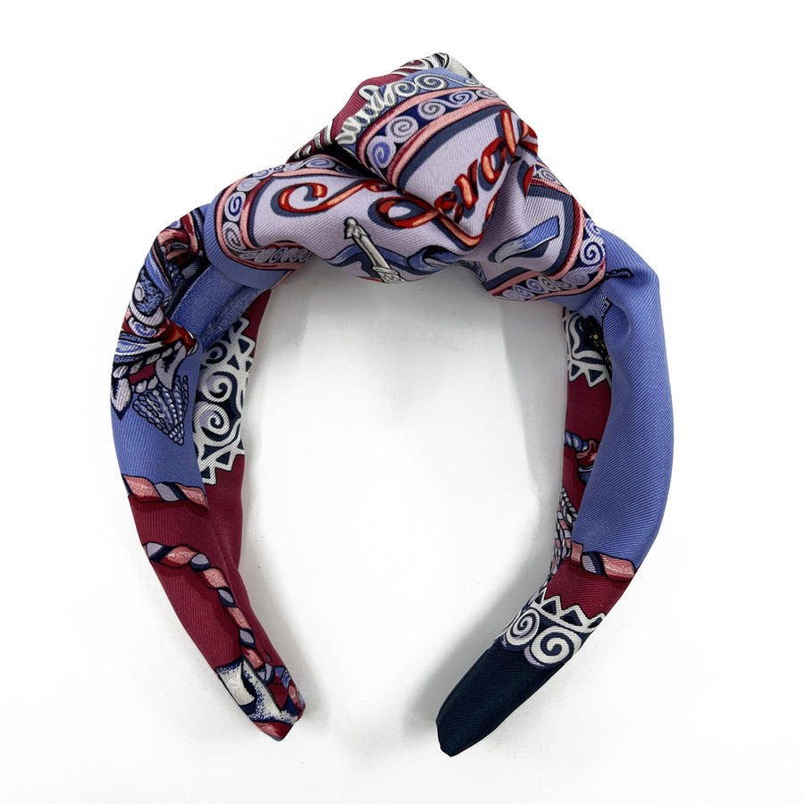 Hermes Paperoles Silk Scarf Upcycled Knot Headband