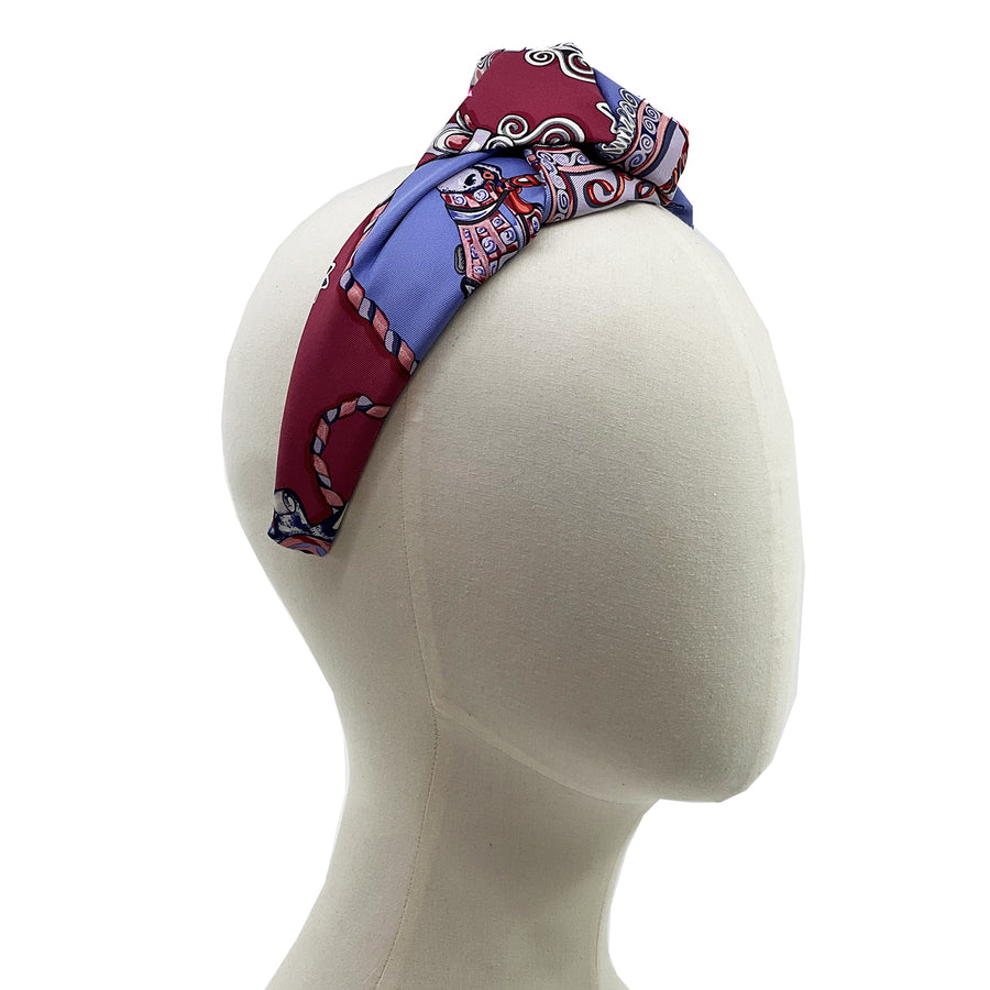 Hermes Paperoles Silk Scarf Upcycled Knot Headband