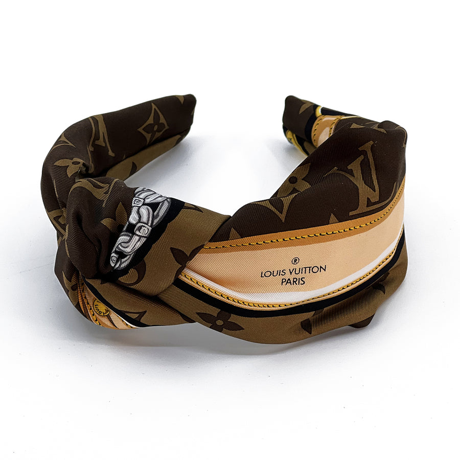 Side Knot Headband Made from LV Confidential Silk Scarf