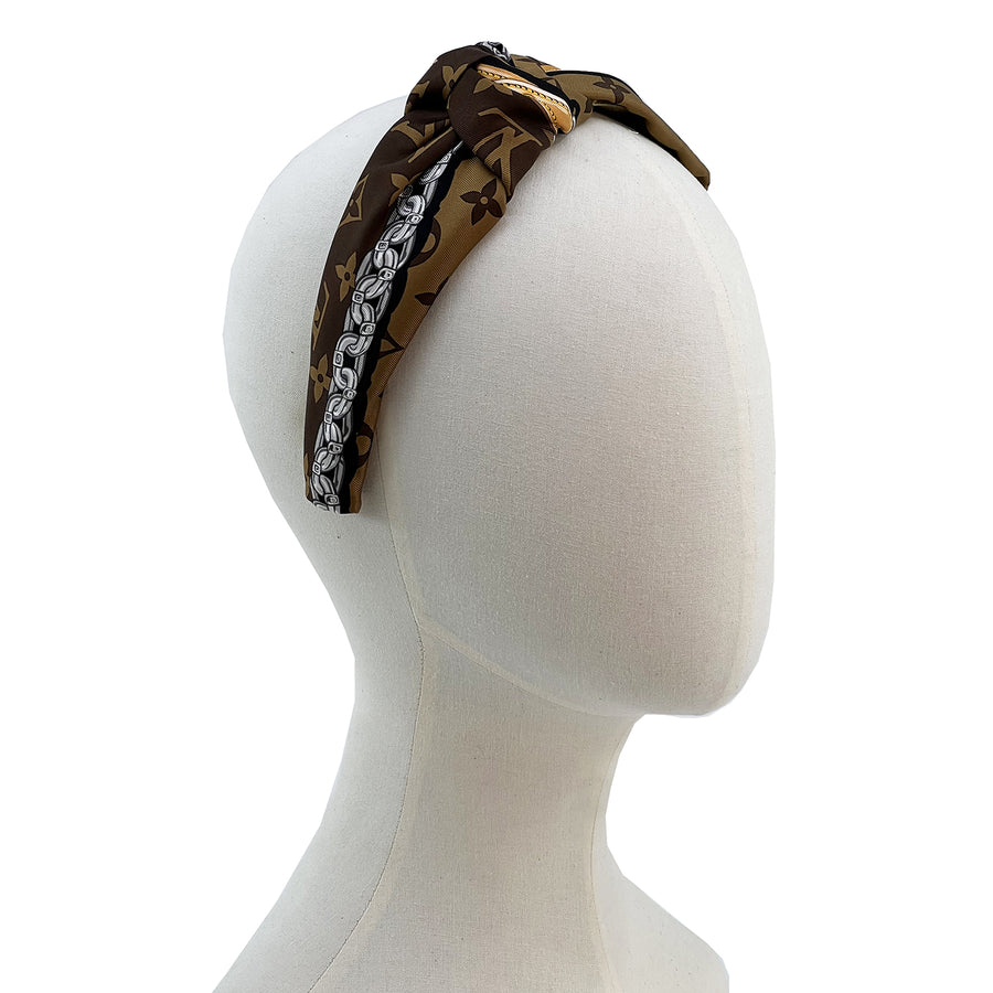 Side Knot Headband Made from LV Confidential Silk Scarf